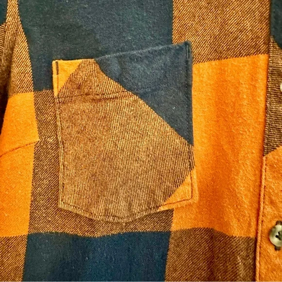 Natural Reflections Plaid Button-up Flannel Shirt, Navy and Burnt Orange, Small - Picture 3 of 9